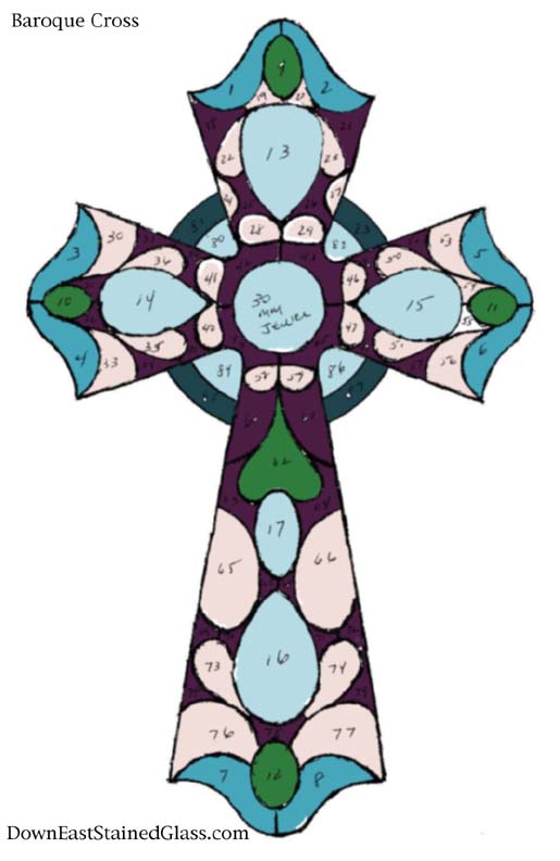 Baroque Cross stained glass 2