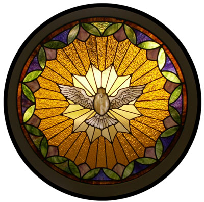 dove stained glass window