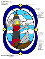 lighthouse and seagulls stained glass